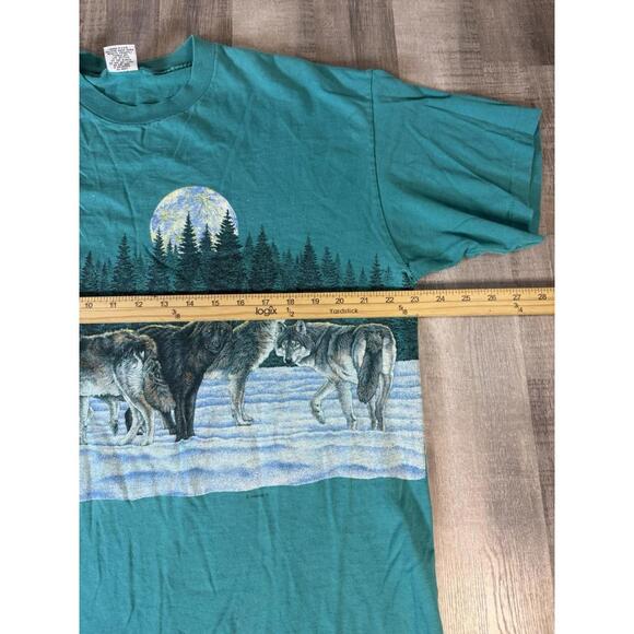 Vintage Bad Lands South Dakota Wraparound Nature T Shirt Wolf Teal Signal Tee XL - Picture 8 of 9
